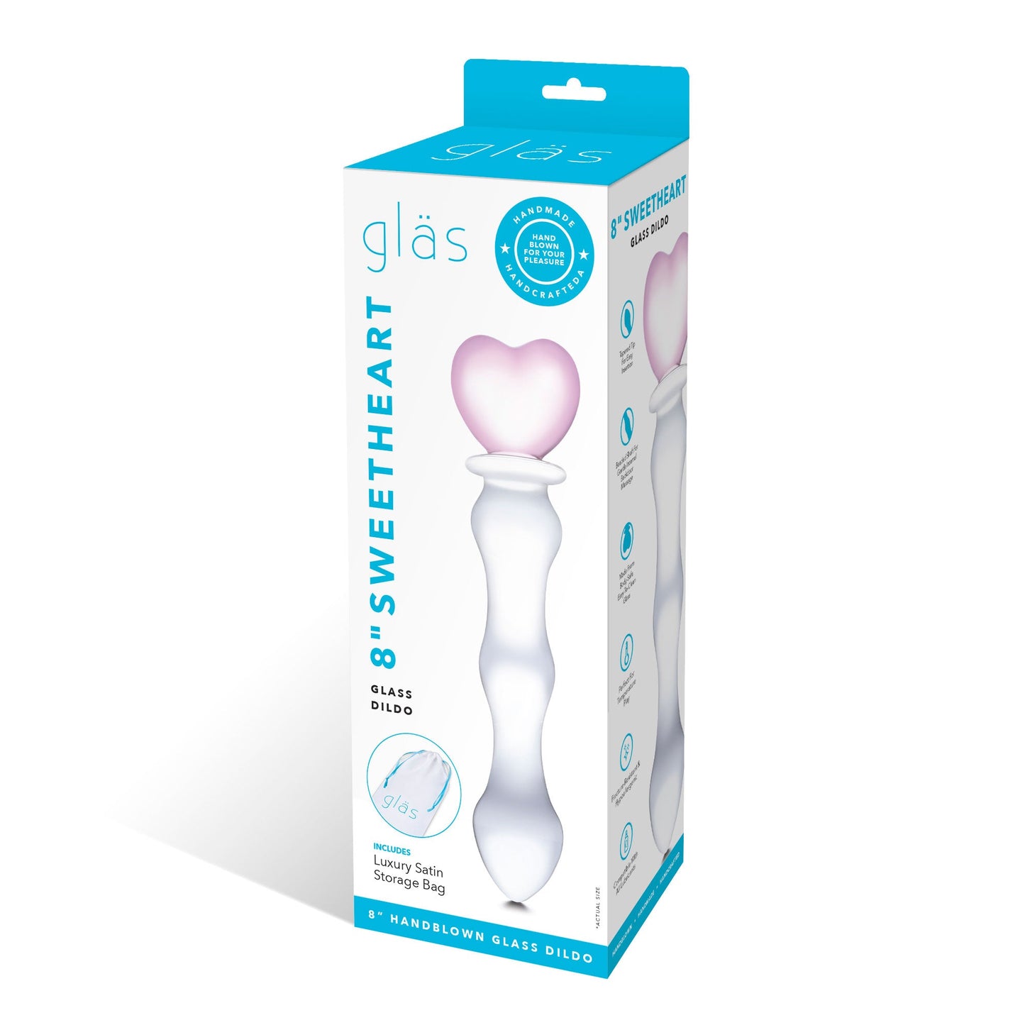 8 Inch Sweetheart Glass Dildo - Pink/clear - Pleasure Palace