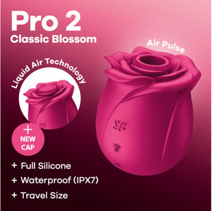 Satisfyer Pro 2 Classic Blossom Air Pulse Stimulator – Plum - Pleasure Palace