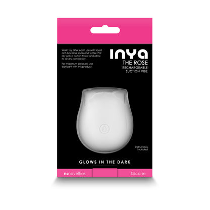 INYA The Rose Glow in the Dark White Suction Vibrator - NSN-0554-60 - Pleasure Palace