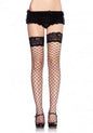 "Lace Top Fence Net Thigh Highs - One Size - Black LA-9037BLK"
