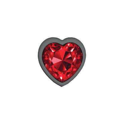 Deep Red Heart Gem Gunmetal Metal Plug - Md