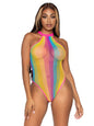 "Rainbow Striped Halter Bodysuit With Snap Crotch - One Size - Multicolor LA-81556MULTOS"