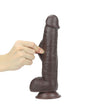 Real Skin 9" Dual Layer Dildo - Dark Brown
