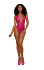 "Tiana Lace Teddy With Satin Tie - L/xl - Azalea DG-14254AZLXL"