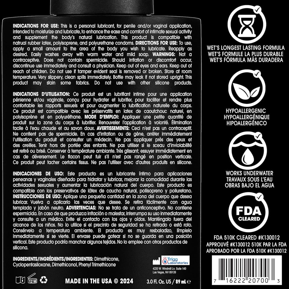 Wet Platinum Luxury Silicone Lubricant 3.1oz