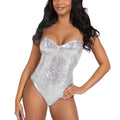 "Sequin Bodysuit - Medium - Silver LA-2786MEDSILVER"