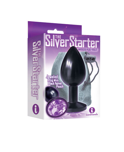 "The 9's the Silver Starter Anodized Bejeweled Stainless Steel Plug - Violet ICB2612-2"