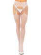 "Faye Garter Belt Backseam Tights - One Size - White LA-9233WHTOS"