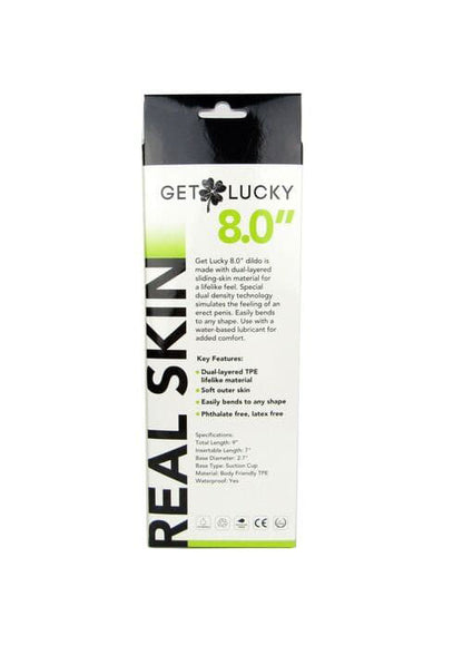 Get Lucky Real Skin 8" Dual Layer Dildo Dark Brown