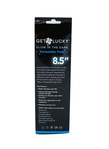 "Get Lucky Glow-in-the-Dark Periwinkle Peen 8.5 Dildo TMN-GL-4073"