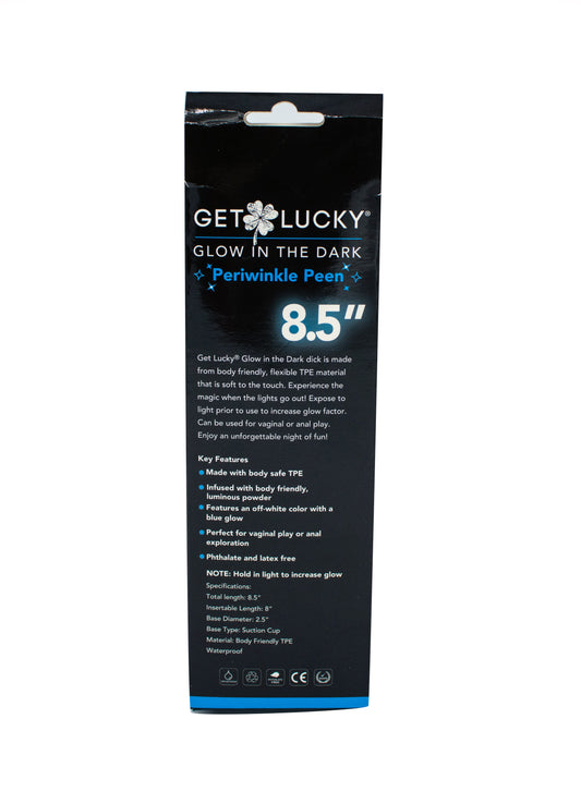 "Get Lucky Glow-in-the-Dark Periwinkle Peen 8.5 Dildo TMN-GL-4073"