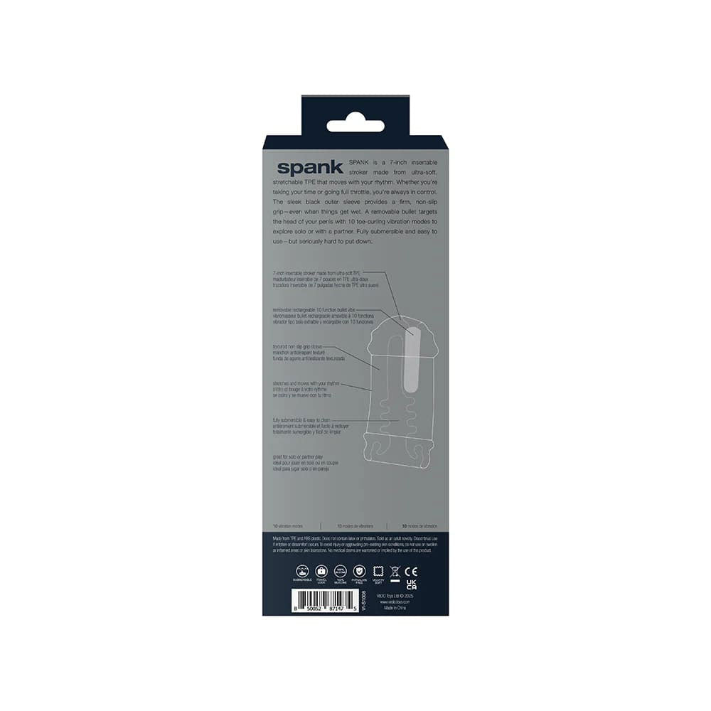 "Spank Rechargeable Ultra-Grip Vibrating Stroker - Clear VI-S1008"