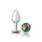 "Rainbow Round Gem Silver Metal Plug - Sm VB-CC9117"