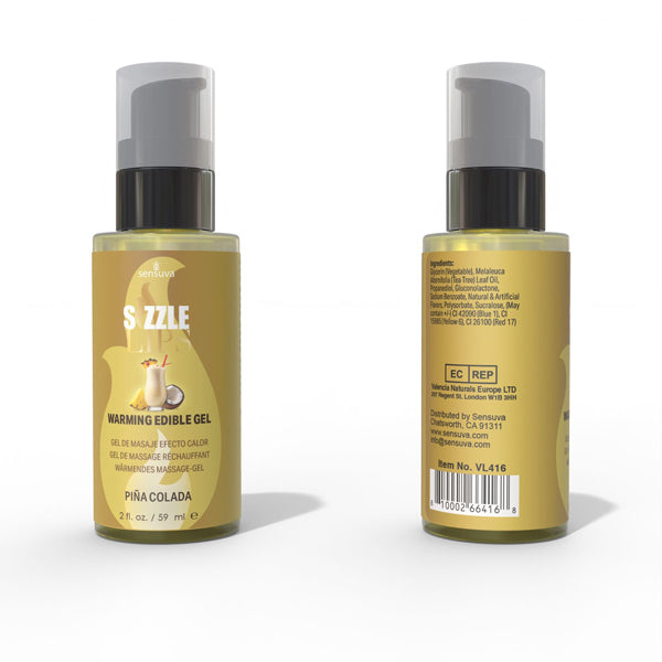 Sizzle Lips Pia Colada - 2oz Edible Warming Massage Gel