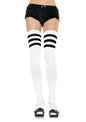 "Athletic Ribbed Thigh Highs - One Size - White LA-6605WHT"