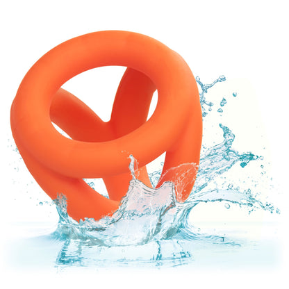 Alpha Liquid Silicone Tri-Ring - Orange Orange - Pleasure Palace