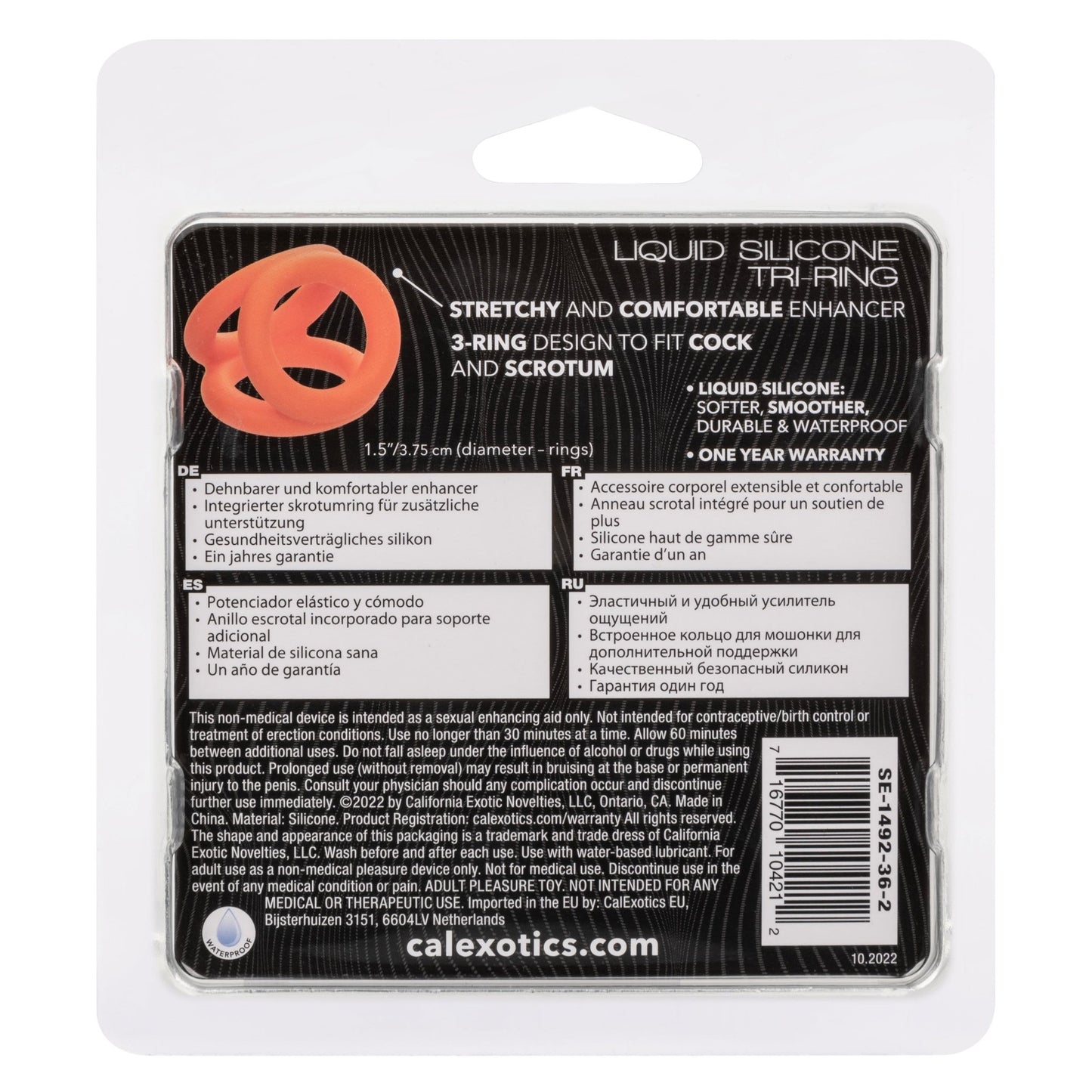 Alpha Liquid Silicone Tri-Ring - Orange Orange - Pleasure Palace