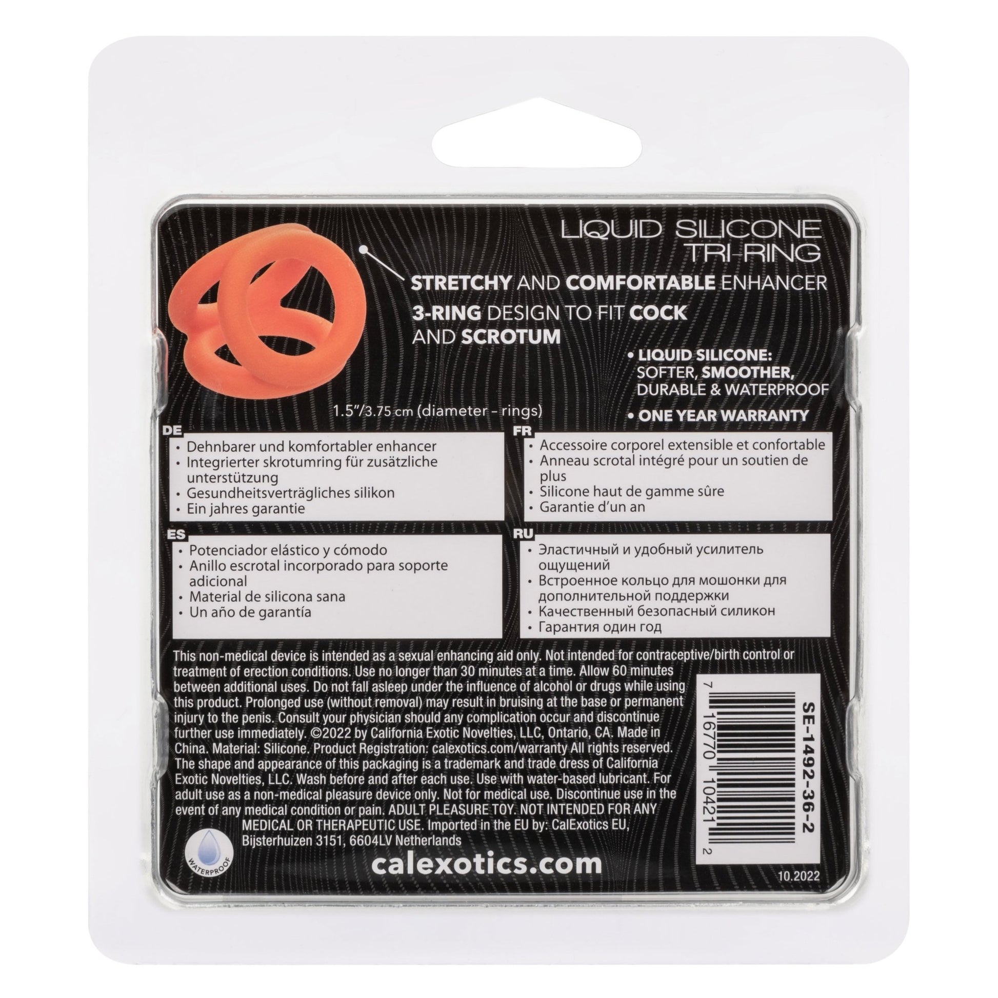 Alpha Liquid Silicone Tri-Ring - Orange Orange - Pleasure Palace