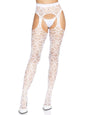 "Heart Net Suspender Pantyhose - One Size - White LA-1958WHTOS"