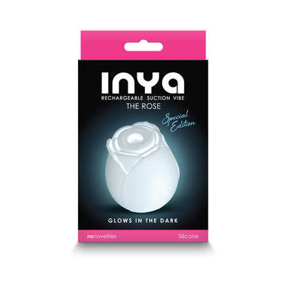 INYA The Rose Glow in the Dark White Suction Vibrator - NSN-0554-60 - Pleasure Palace