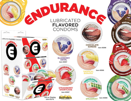 Endurance Condoms - 144 Count Wall Mount Display - Assorted Flavors - Pleasure Palace