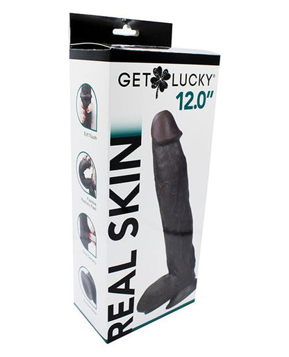 Get Lucky Real Skin 12 Dual Layer Dildo Dark Brown