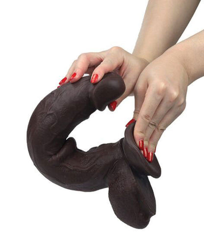 Get Lucky Real Skin 12 Dual Layer Dildo Dark Brown