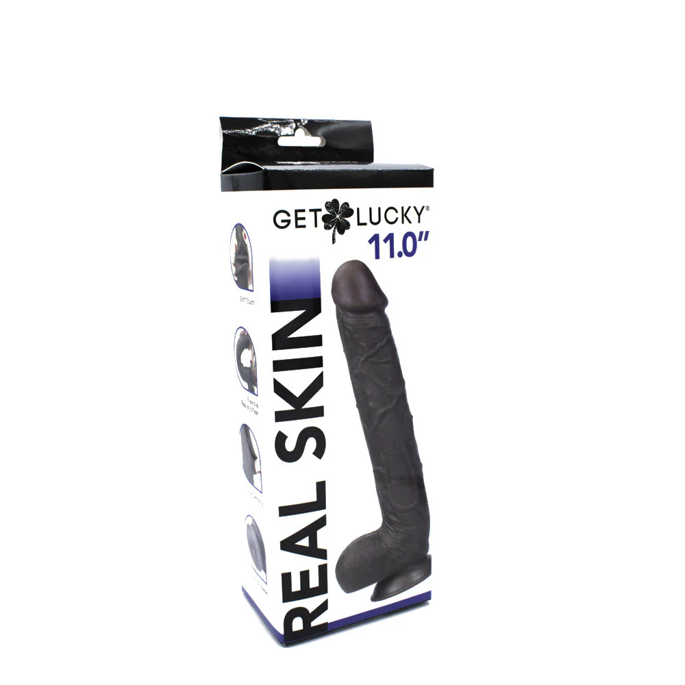 "Get Lucky Real Skin 11 Dual Layer Dildo Dark Brown VB-GL-3229"