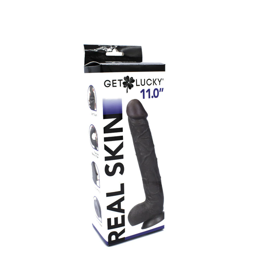 "Get Lucky Real Skin 11 Dual Layer Dildo Dark Brown VB-GL-3229"