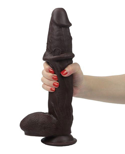 Get Lucky Real Skin 12 Dual Layer Dildo Dark Brown