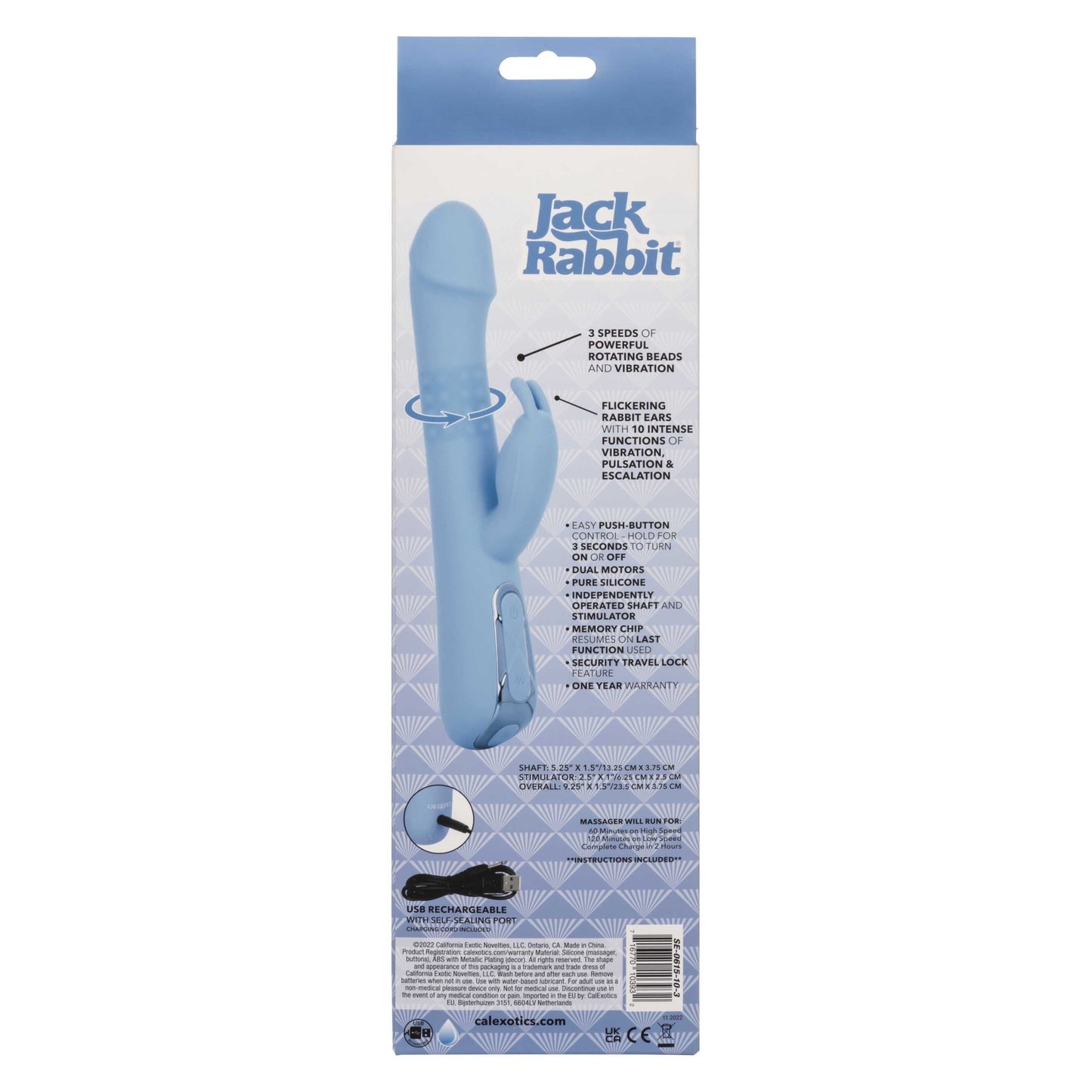 Jack Rabbit Elite Rotating Rabbit - Blue - Pleasure Palace
