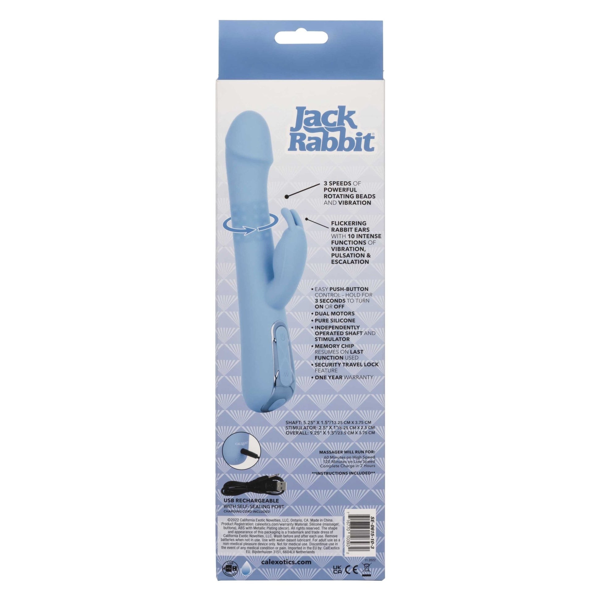 Jack Rabbit Elite Rotating Rabbit - Blue - Pleasure Palace