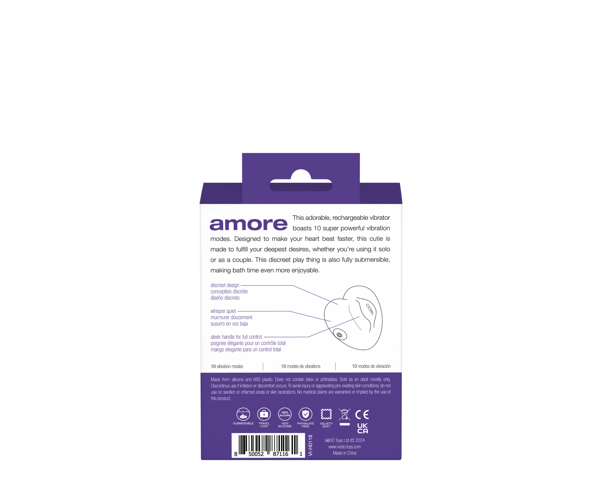 Amore Rechargeable Pleasure Vibe Purple - VI-H0118 - Pleasure Palace