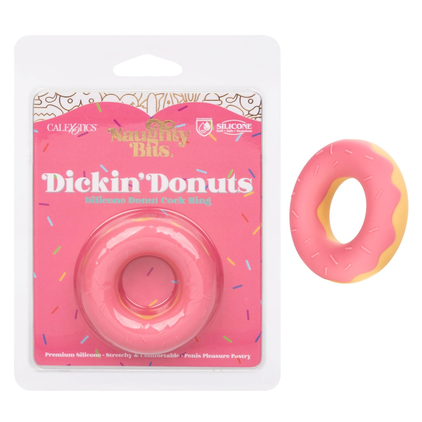 Naughty Bits Dickin Donuts Silicone Donut Cock Ring - Pink - Pleasure Palace
