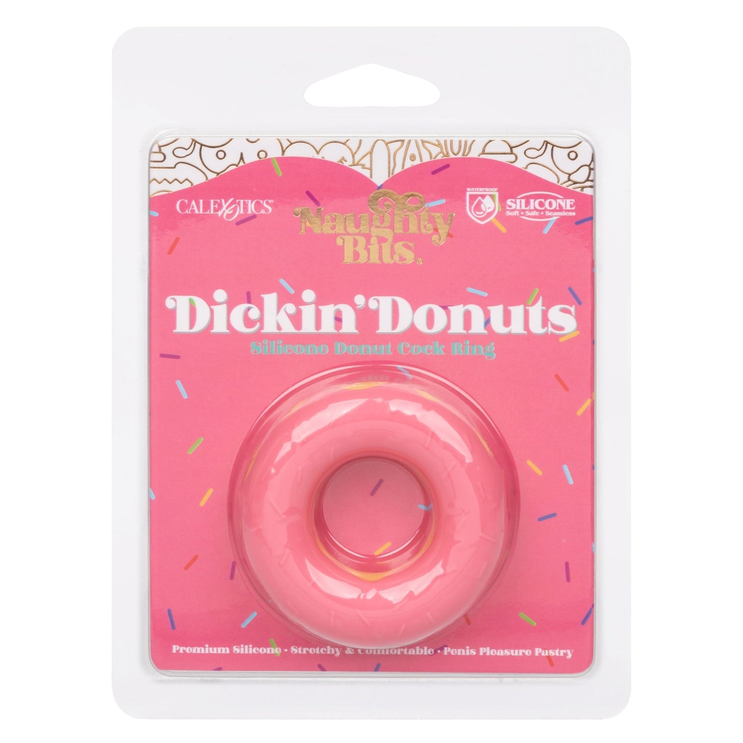 Naughty Bits Dickin Donuts Silicone Donut Cock Ring - Pink - Pleasure Palace