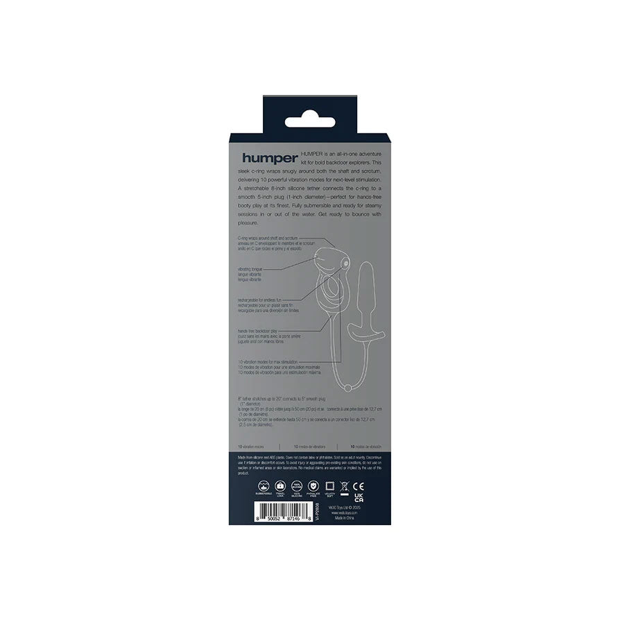 Humper Rechargeable Dual C-Ring With Anal Plug - Black