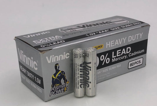 Vinnic Extra Heavy Duty AAA Batteries 60 Pack – 1.5V - Pleasure Palace