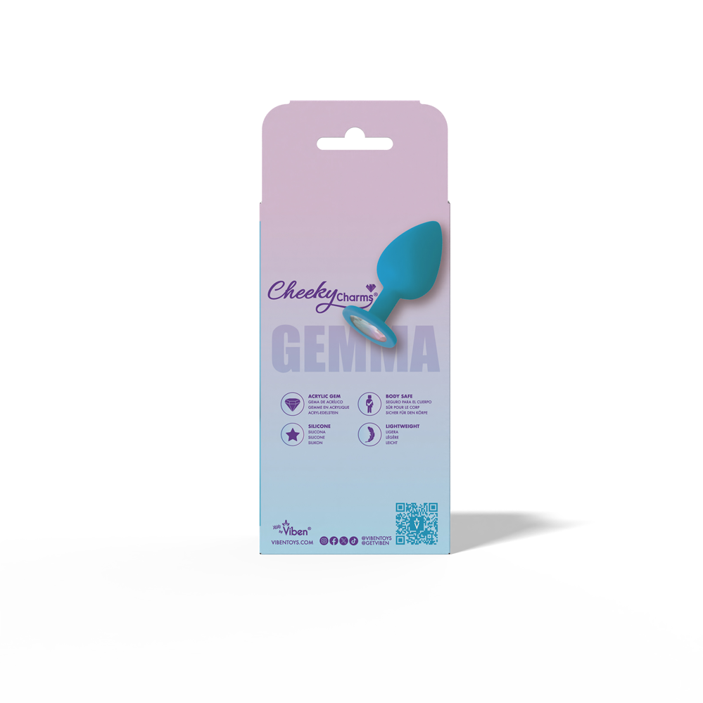 Gemma Clear Iridescent Gem Teal Silicone Plug - S
