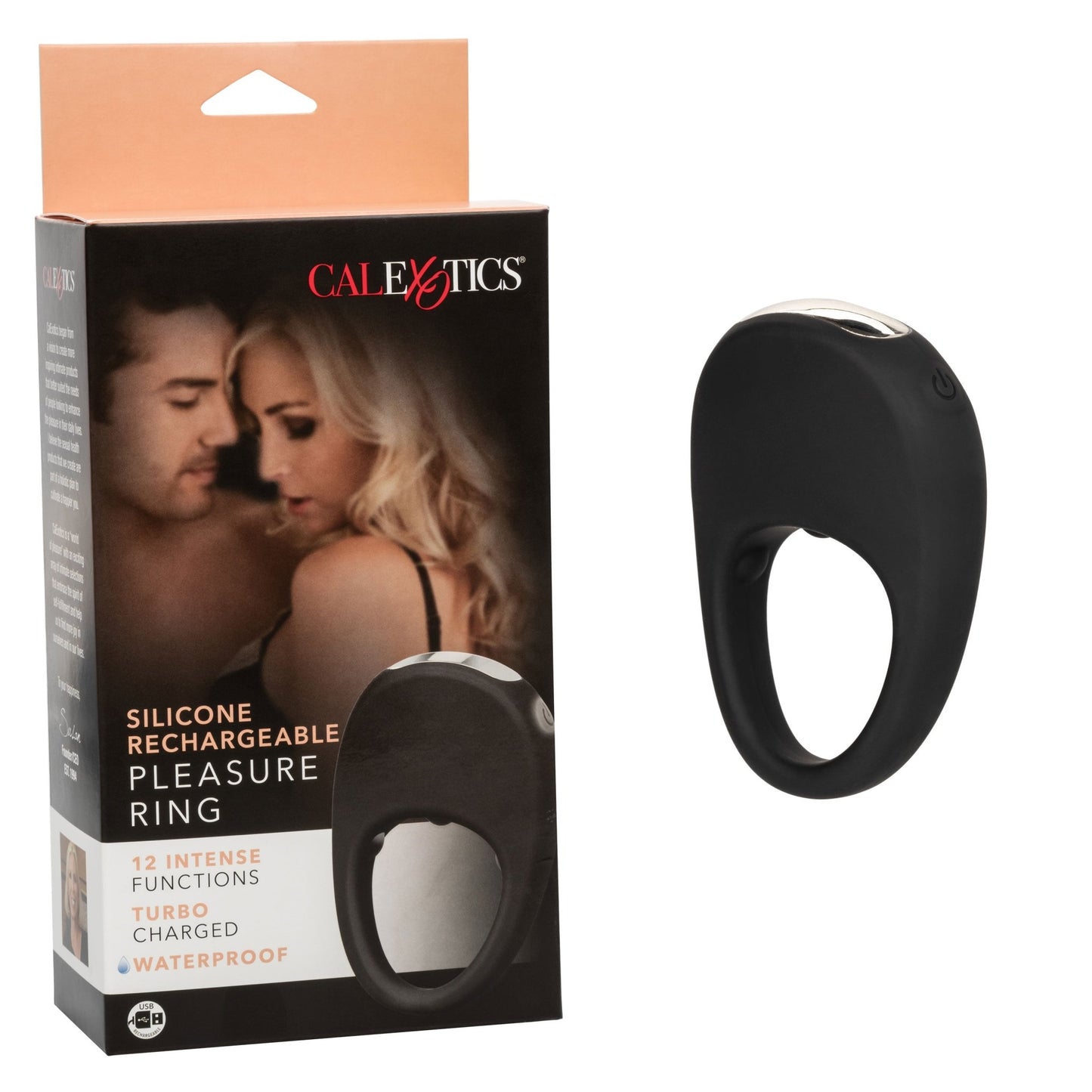 Silicone Rechargeable Pleasure Ring - Black - Black - Pleasure Palace