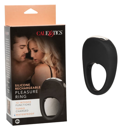 Silicone Rechargeable Pleasure Ring - Black - Black - Pleasure Palace