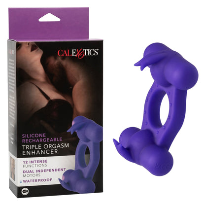 Silicone Rechargeable Triple Orgasm Enhancer - Purple - Pleasure Palace