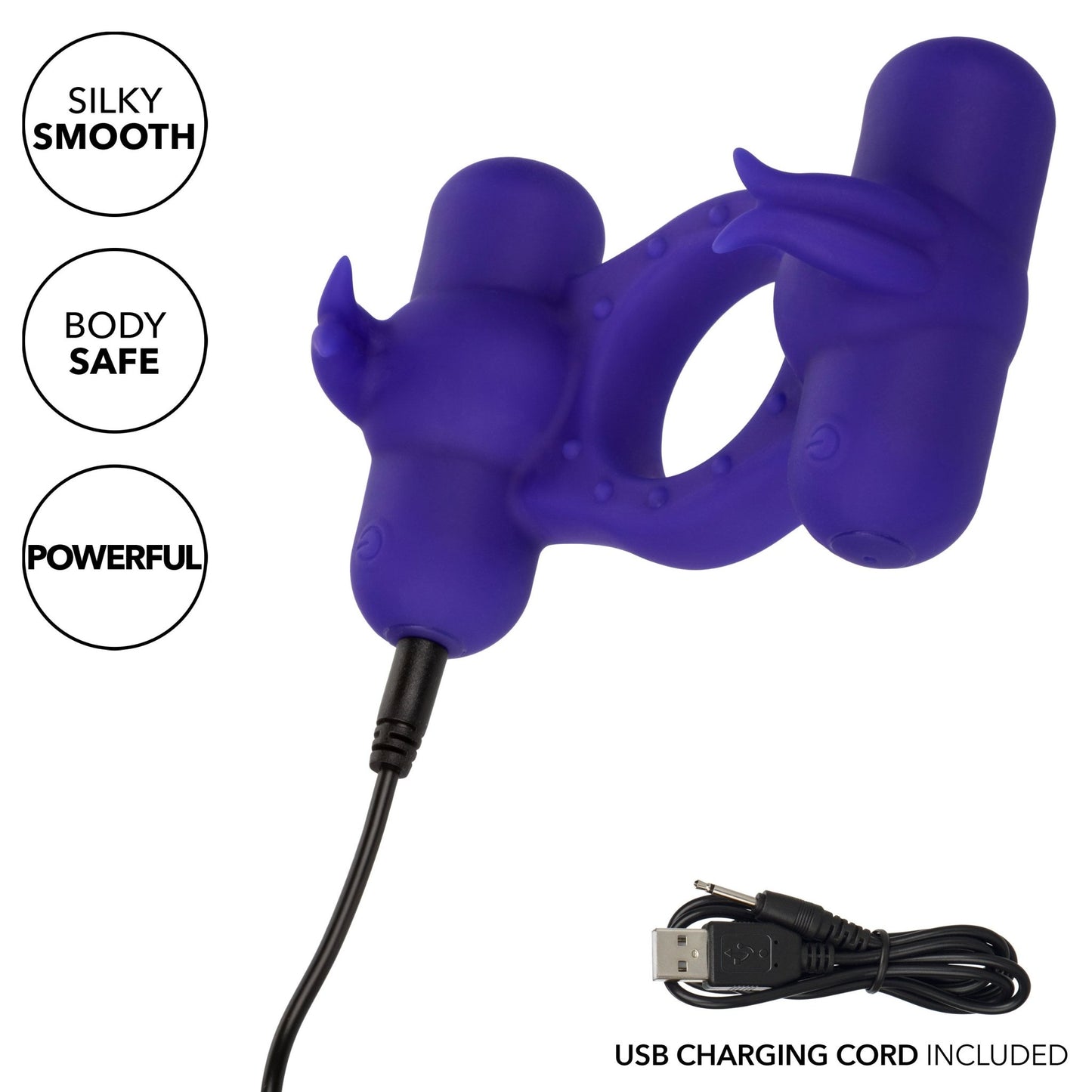 Silicone Rechargeable Triple Orgasm Enhancer - Purple - Pleasure Palace