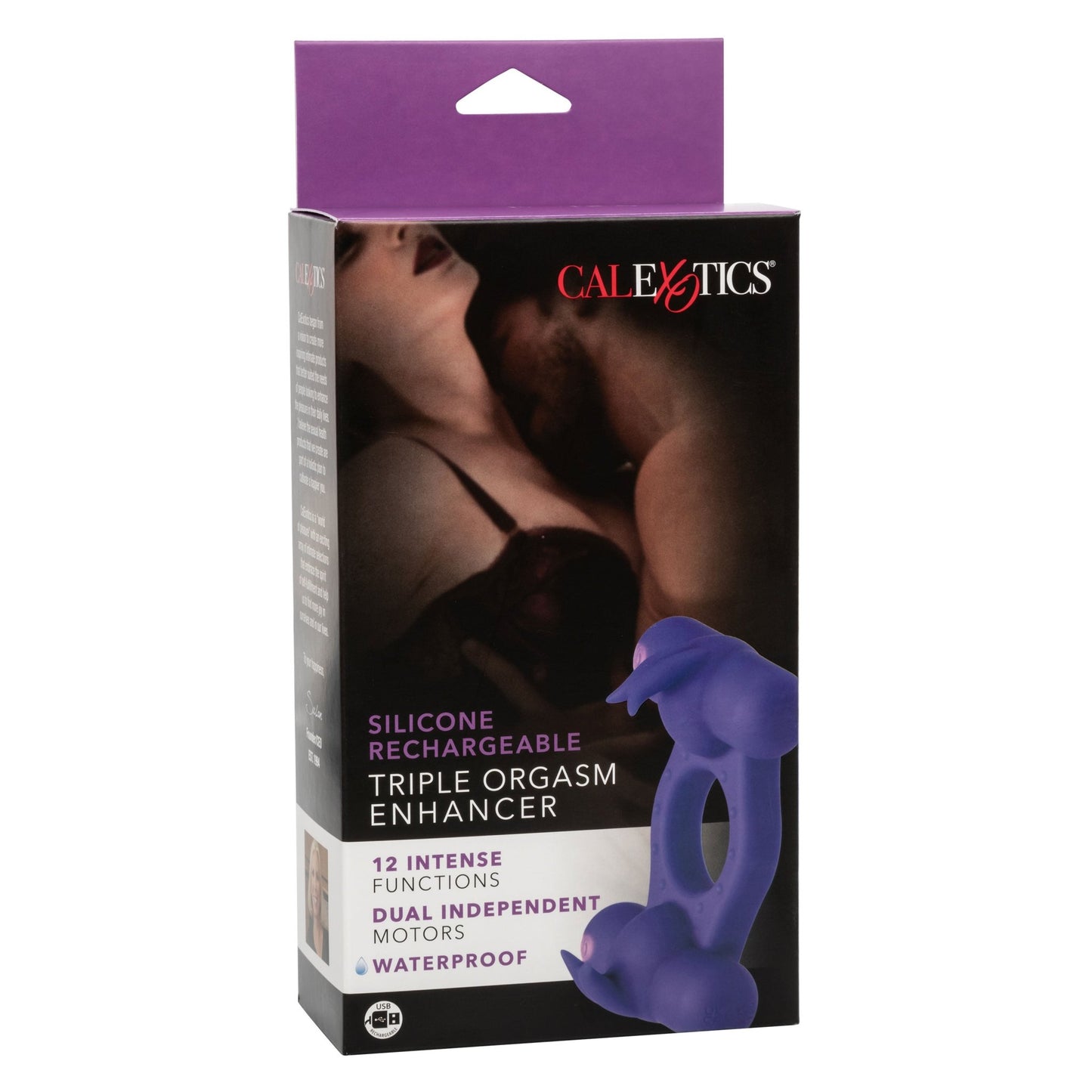 Silicone Rechargeable Triple Orgasm Enhancer - Purple - Pleasure Palace