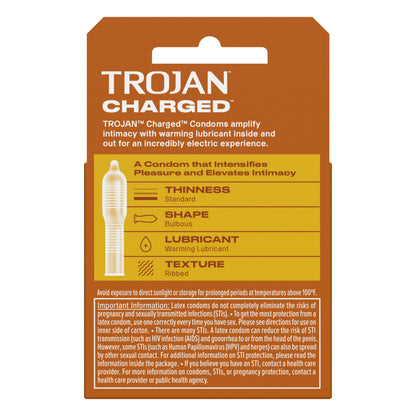 Trojan Intensified Charged Orgasmic Pleasure Condoms - 3 Pack