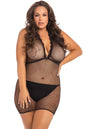 "Take Me Fishnet Mini Dress - Queen Size - Black RR-7088X-BLK"