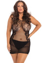 "Lace Fantasy Mini Dress - Black - 1x-3x RR-7086XBLK"
